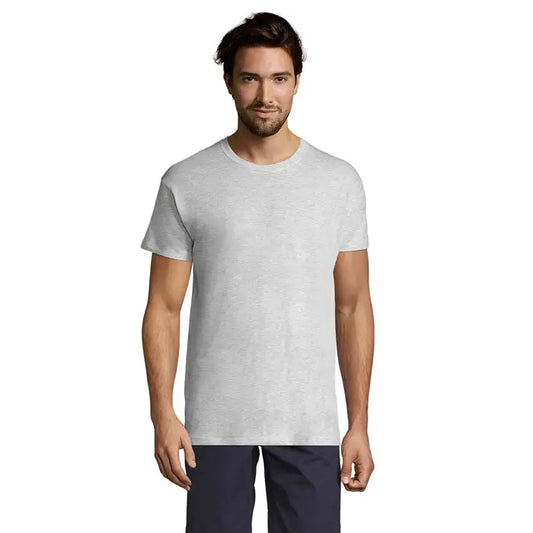 Tricou uni regent 150g gri deschis cu mânecă scurtă și textură subtilă pentru uz casual