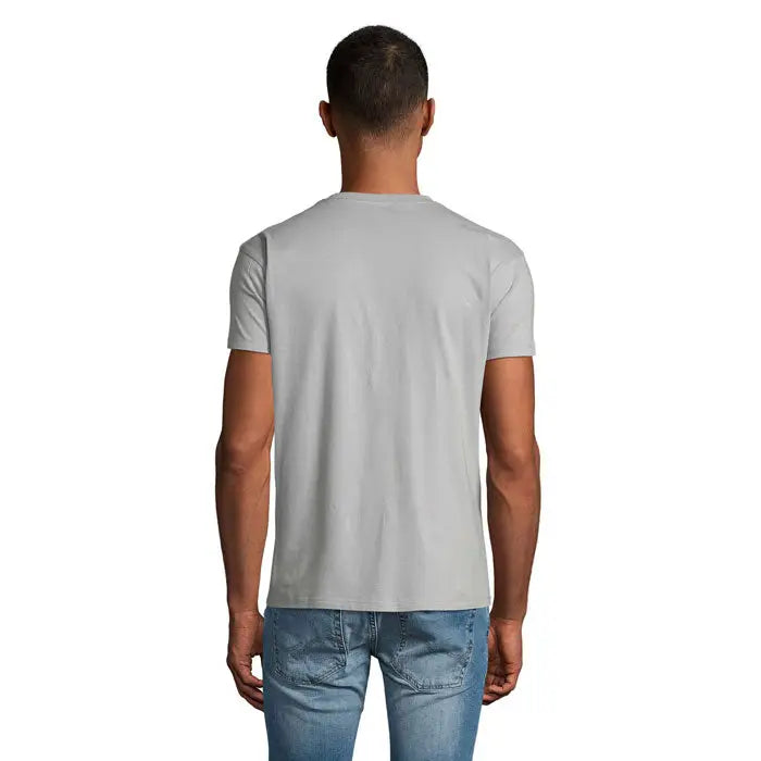 Tricou uni regent 150g gri deschis cu mânecă scurtă și guler rotund din bumbac moale