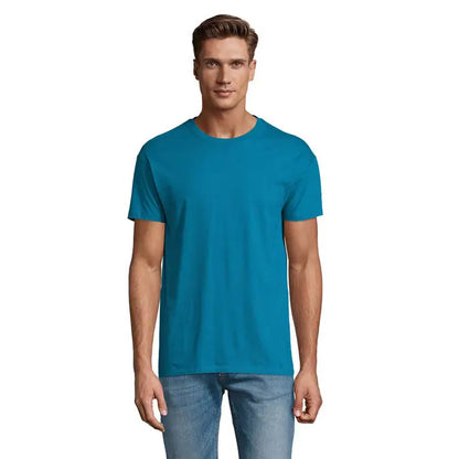 Tricou uni regent 150g de culoare teal cu mâneci scurte și guler rotund din material ușor și confortabil
