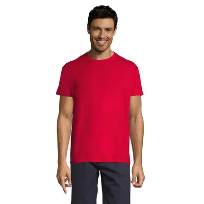 Tricou uni regent 150g rosu vibrant cu maneci scurte si guler rotund din bumbac moale