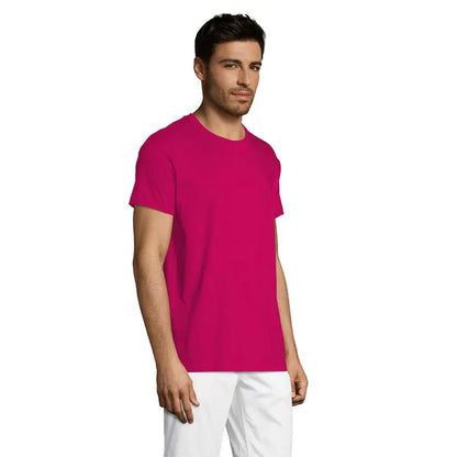 Tricou uni regent 150g vibrant fuchsia cu mâneci scurte și guler rotund din bumbac ușor