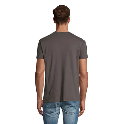 Tricou uni regent 150g gri închis de bumbac moale cu mânecă scurtă și guler rotund