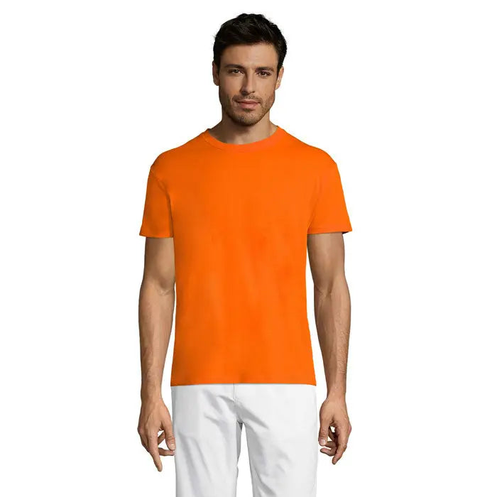 Tricou uni regent 150g cu mâneci scurte, de culoare portocaliu aprins, țesătură ușoară de 150g