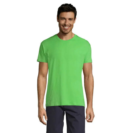 Tricou uni regent 150g verde aprins cu mâneci scurte și guler rotund din material ușor și confortabil
