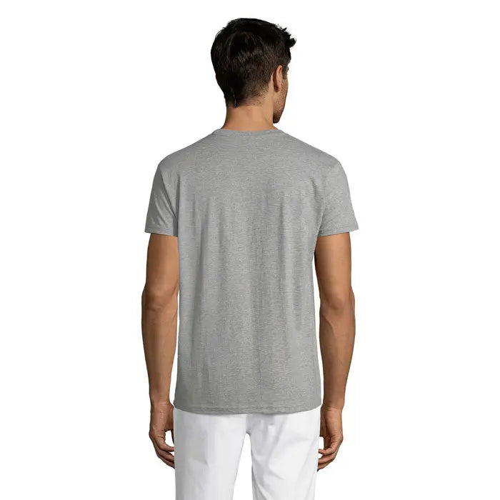 Tricou uni regent 150g heather gri cu mâneci scurte și guler rotund, material de bumbac moale și confortabil