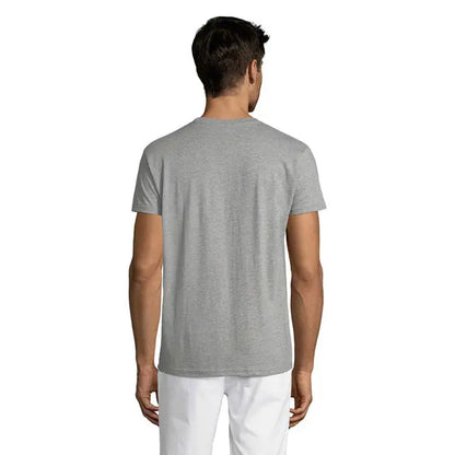 Tricou uni regent 150g heather gri cu mâneci scurte și guler rotund, material de bumbac moale și confortabil