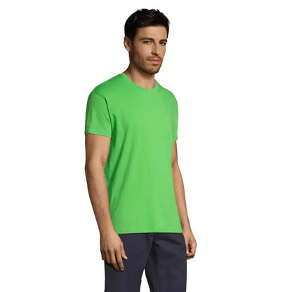 Tricou uni regent 150g verde aprins cu mâneci scurte și decolteu rotund din material ușor și rezistent