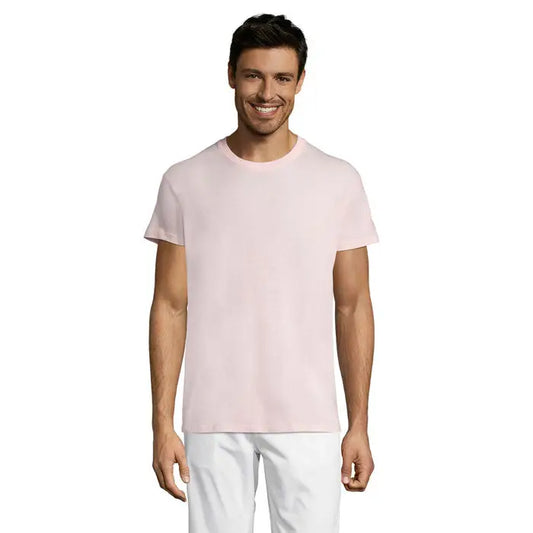 Tricou uni REGENT 150g roz deschis cu mâneci scurte din bumbac neted perfect pentru ținută casual