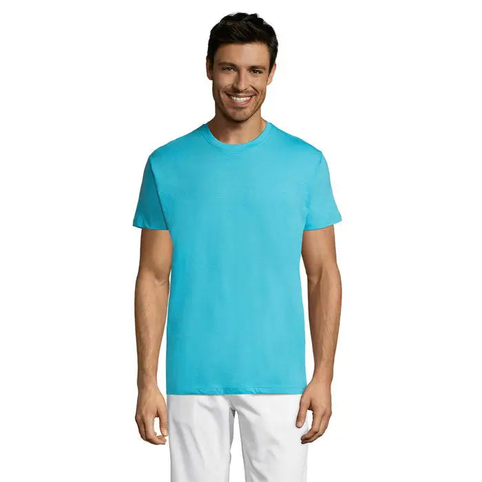 Tricou uni regent 150g cu guler rotund, culoare turcoaz stralucitor, material usor si confortabil