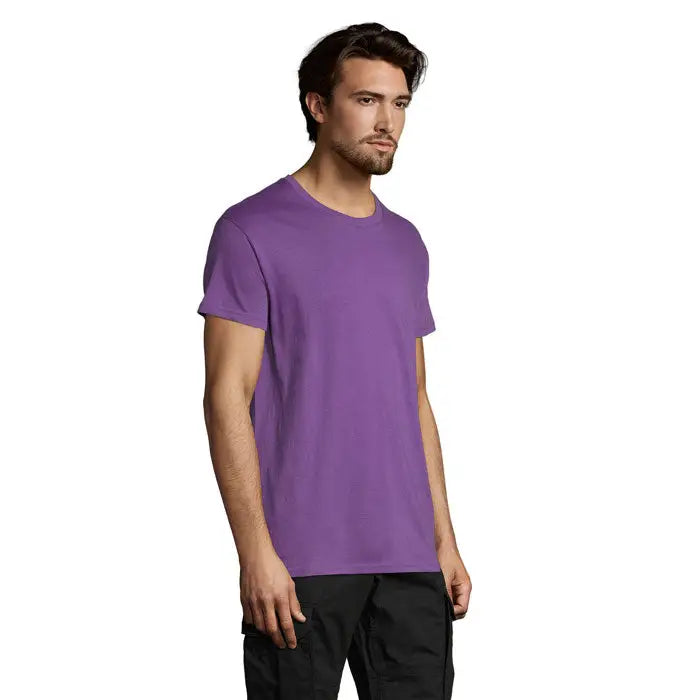 Tricou uni regent 150g mov cu guler rotund din bumbac moale pentru confort sporit