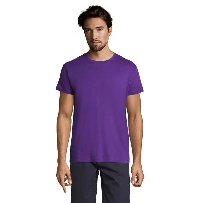 Tricou uni regent 150g mov cu guler rotund realizat din bumbac moale pentru confort maxim