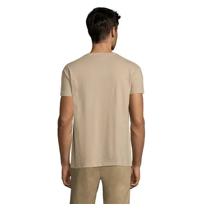 Tricou uni regent 150g bej cu mânecă scurtă și guler rotund din material ușor și confortabil