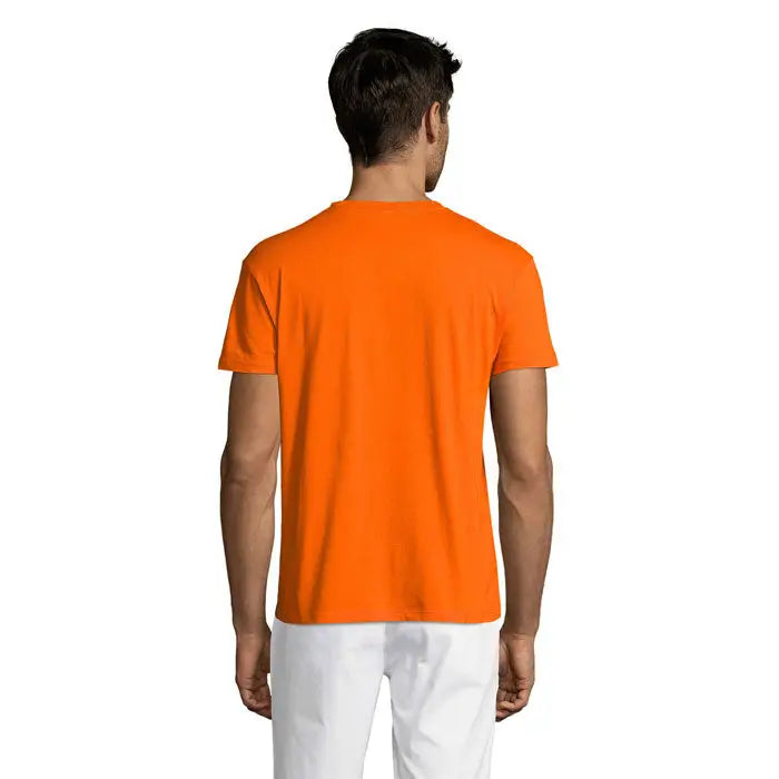 Tricou uni regent 150g bărbați bright orange cu mâneci scurte și guler rotund clasic din bumbac de 150g