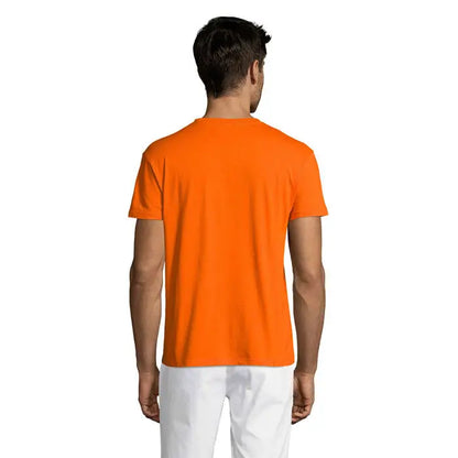 Tricou uni regent 150g portocaliu aprins cu mâneci scurte și guler rotund clasic din bumbac