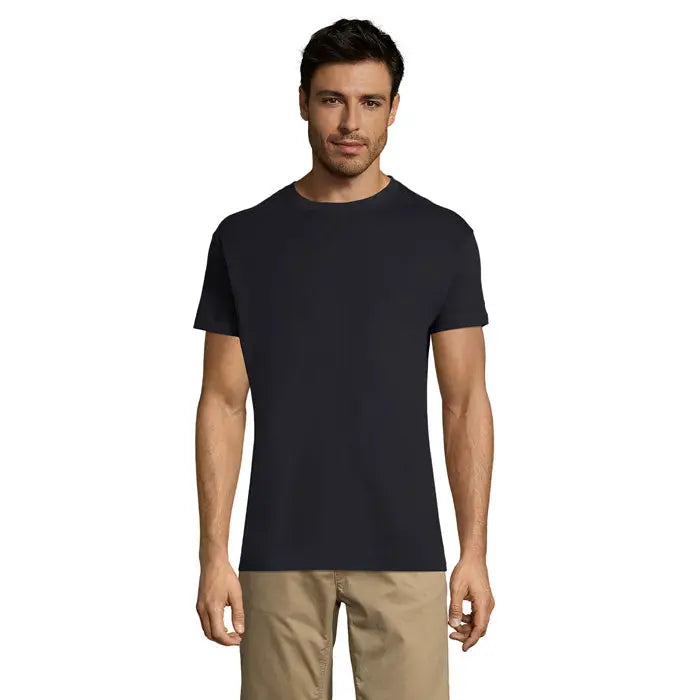 Tricou uni regent 150g negru din bumbac cu guler rotund ideal pentru uz casual