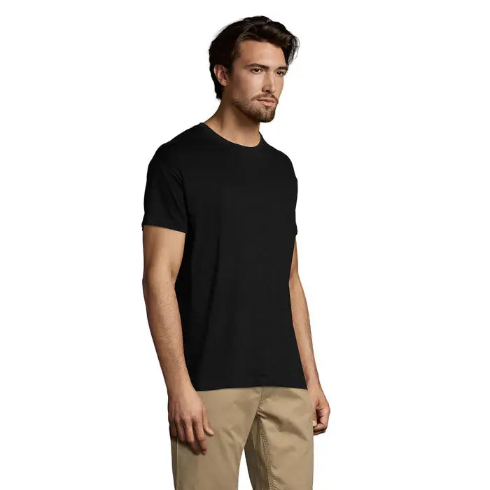 Tricou uni regent 150g negru cu mânecă scurtă și guler rotund din bumbac de 150g