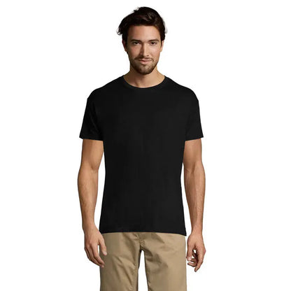 Tricou uni regent 150g negru cu mâneci scurte și guler rotund din bumbac pentru uz zilnic
