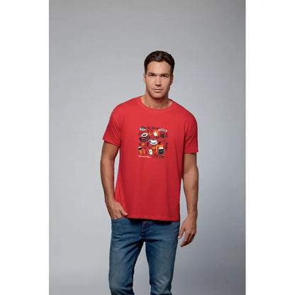 Tricou uni regent 150g roșu cu mânecă scurtă și imprimeu colorat cu mâncare și băuturi