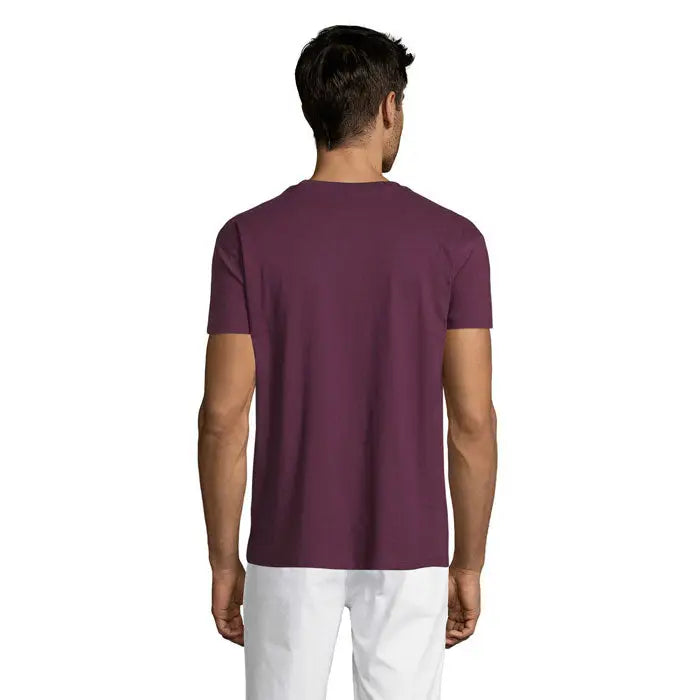 Tricou uni regent 150g pentru bărbați de culoare marsala cu mâneci scurte și guler rotund din material simplu