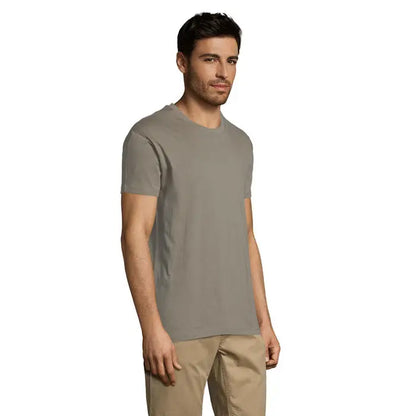 Tricou uni regent 150g pentru barbati gri cu gat rotund si maneci scurte din bumbac simplu
