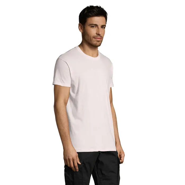 Tricou uni regent 150g alb din bumbac simplu cu guler rotund si maneci scurte