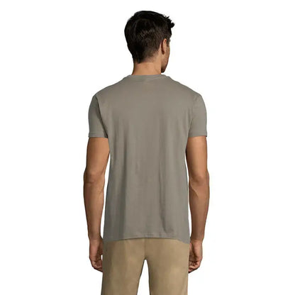 Tricou uni regent 150g din bumbac gri simplu cu guler rotund clasic si maneci scurte