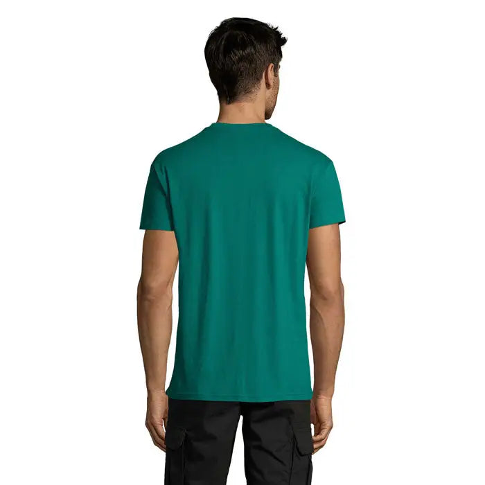 Tricou uni REGENT 150g din bumbac solid teal cu decolteu rotund clasic si maneci scurte