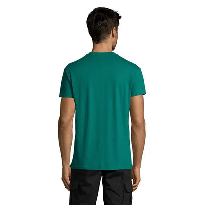 Tricou uni regent 150g din bumbac solid teal cu guler rotund clasic si maneci scurte