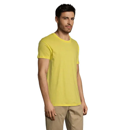 Tricou uni regent 150g galben vibrant cu mâneci scurte și guler rotund din bumbac moale