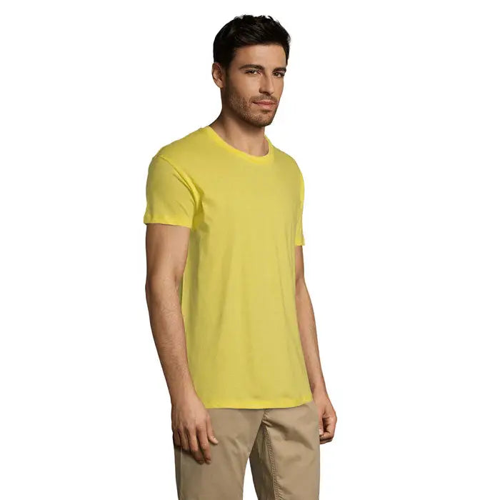 Tricou uni regent 150g galben vibrant cu maneci scurte si decolteu rotund din bumbac moale