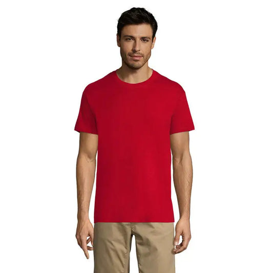 Tricou uni regent 150g rosu vibrant cu maneci scurte si guler rotund din bumbac moale