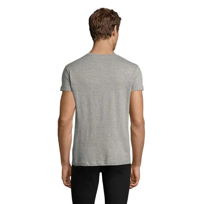 Heather gray tricou barbati regent fit 150 cu maneci scurte si guler rotund din material moale