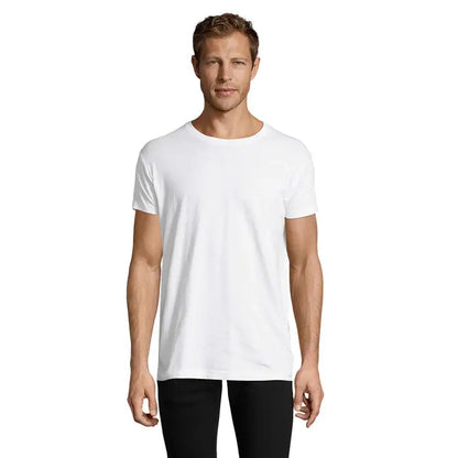 Tricou alb din bumbac cu guler rotund barbati regent fit model trioc