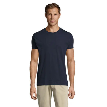 Tricou navy blue regent fit barbati cu guler rotund din bumbac pentru uz casual
