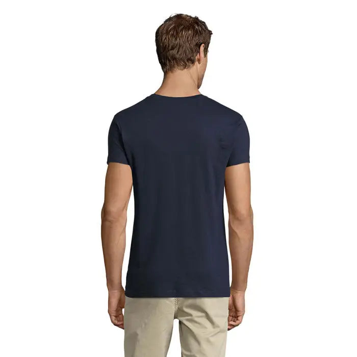 Tricou bărbați regent fit 150 din bumbac albastru navy cu guler rotund clasic și mâneci scurte