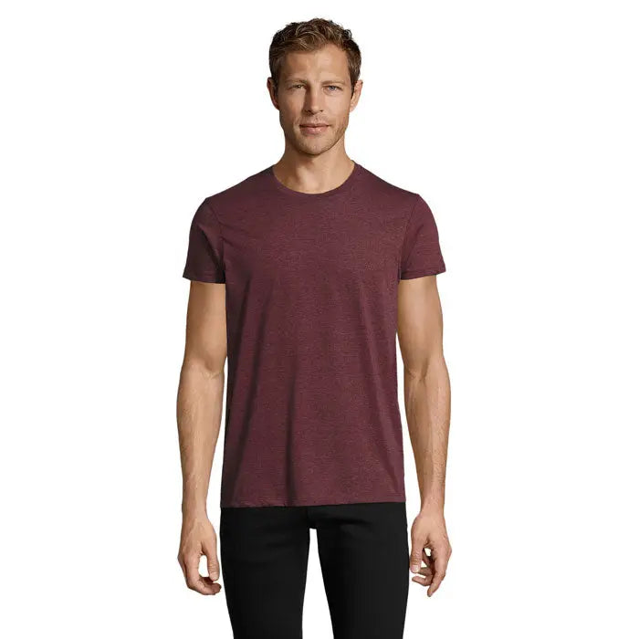 Trioc barbati regent fit 150 tricou de bărbați din bumbac heathered bordo cu guler rotund clasic și mâneci scurte
