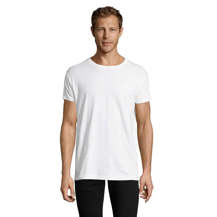 Tricou barbati regent fit 150 alb din bumbac cu decolteu rotund simplu pentru uz casual