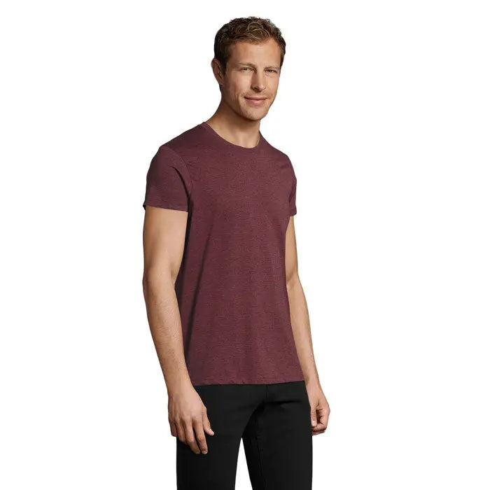 Tricou maroon de bumbac heathered trioc barbati regent fit 150 cu guler clasic si maneci scurte