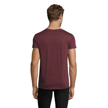 Tricou barbati hero maroon heather din bumbac cu guler rotund clasic si maneci scurte regent fit 150
