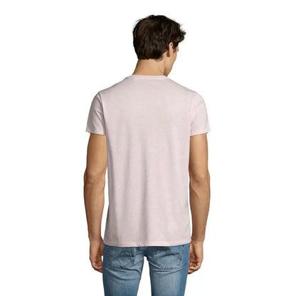Tricou barbati regent fit trioc din bumbac moale roz deschis cu gat rotund clasic si maneci scurte