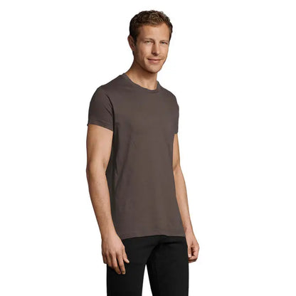 Tricou bărbătesc trioc regent fit 150 gri închis cu design minimalist și croială lejeră din material neted