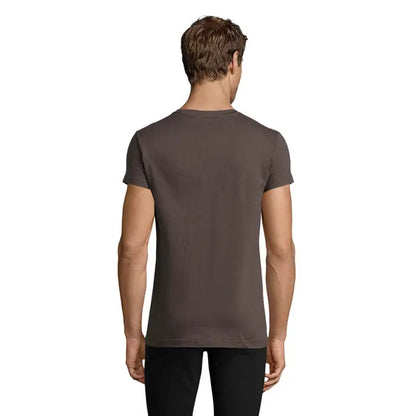 Trioc barbati regent fit 150 tricou gri inchis din bumbac moale cu maneci scurte si guler rotund