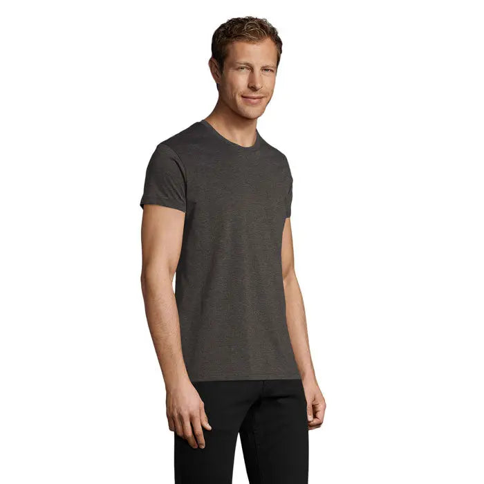 Tricou barbatesc trioc regent fit 150 gri inchis cu maneci scurte si textura usor melanjata