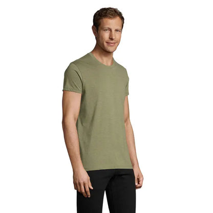 Tricou barbatesc olive green cu maneci scurte si decolteu rotund regal fit din bumbac trioc