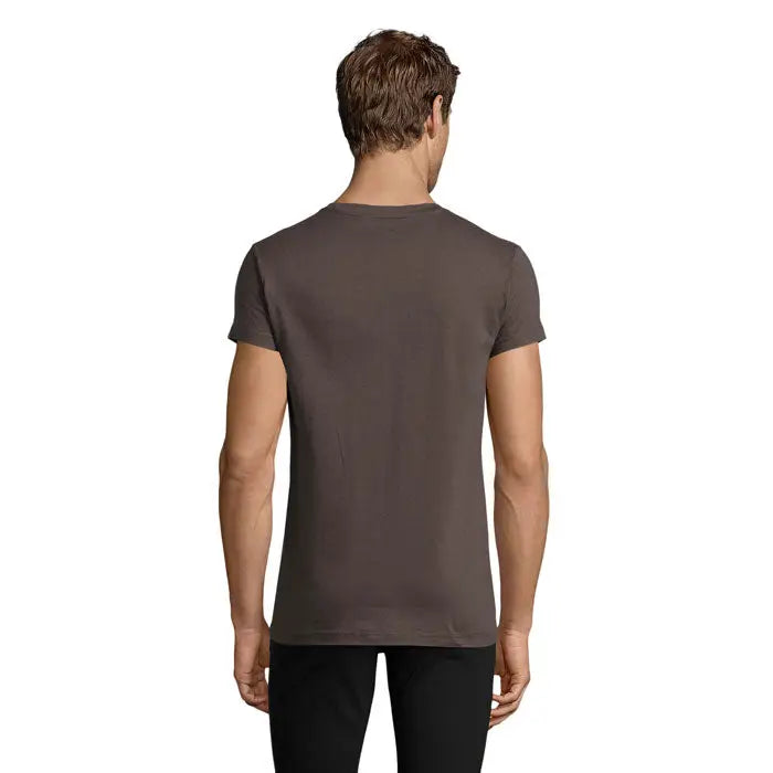 Tricou barbati regent fit 150 culoare gri inchis din bumbac moale cu maneci scurte si gat rotund