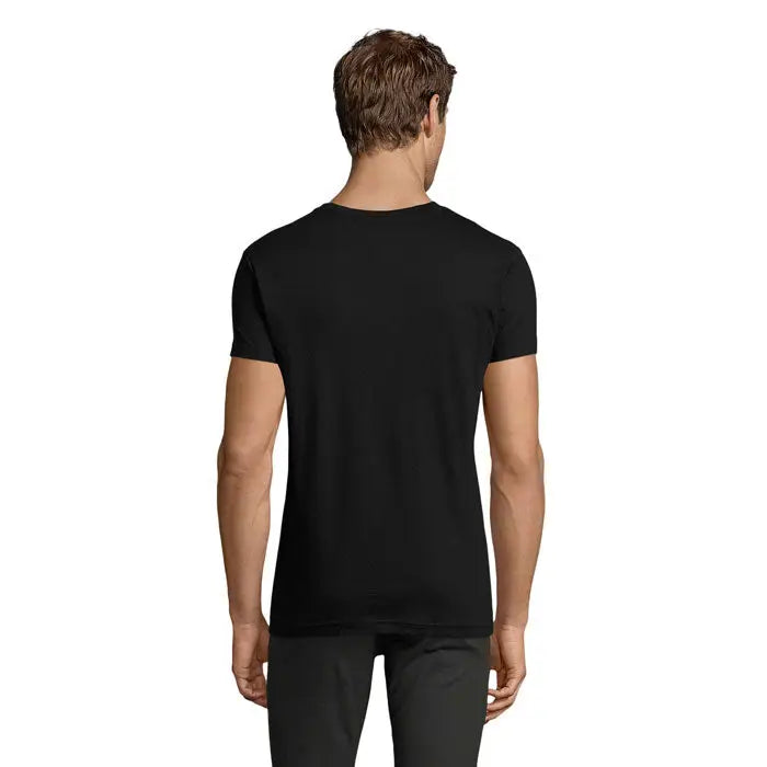 Tricou negru slim fit cu mâneci scurte și guler rotund model regent fit 150 de la TRIOC bărbați