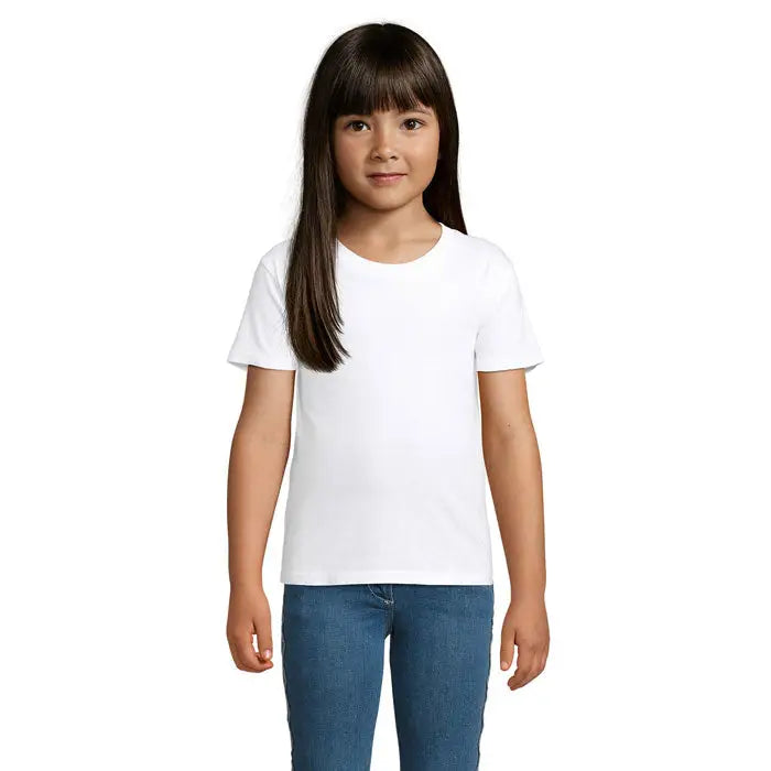 Tricou alb niños trioc crusader cu mâneci scurte și gât rotund din bumbac 150g