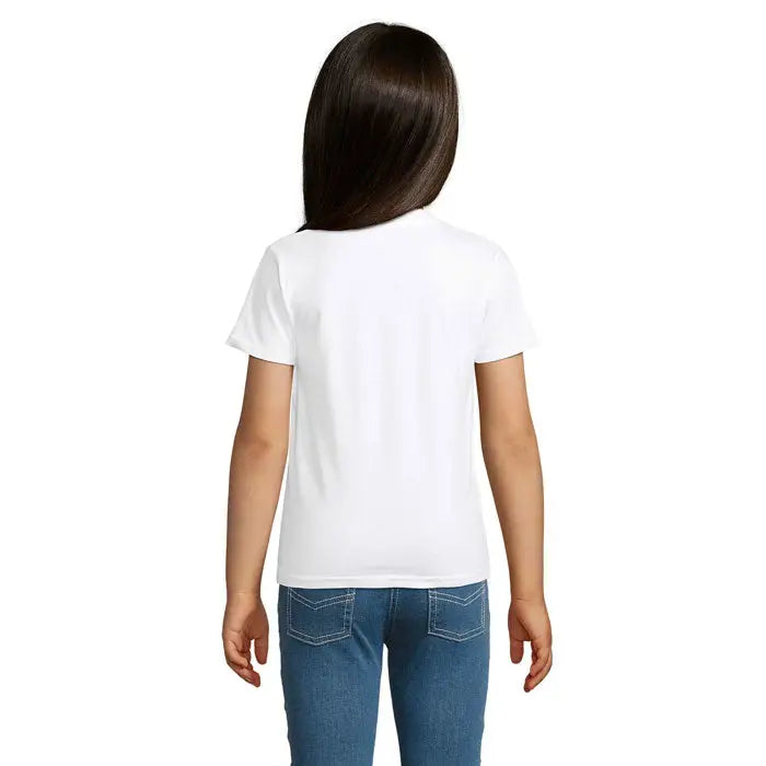 Tricou alb pentru copii trioc crusader 150g cu mâneci scurte și guler simplu rotund