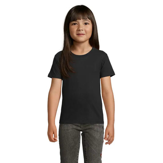 Tricou negru pentru copii trioc crusader kids 150g cu mâneci scurte și guler rotund din bumbac