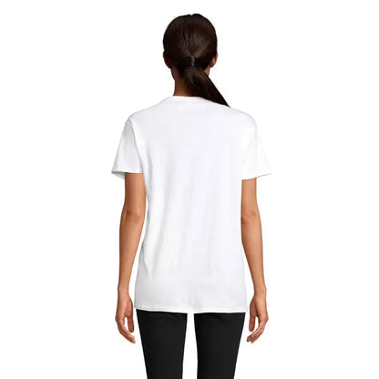 Tricou alb din bumbac trioC epic uni 140g cu guler simplu și mâneci scurte pentru uz casual
